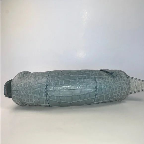 Auth. Tods Vintage Bamboo Barrel Mini Bag ~ in Blue Alligator 🐊 Skin Leather